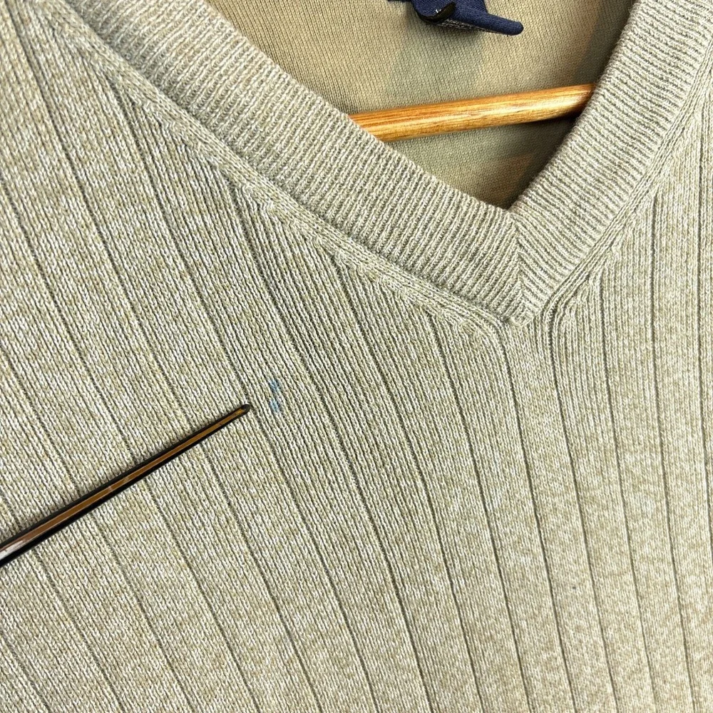 VTG Dockers Rib Knit V-Neck Sweater XL Tan Academia Normcore